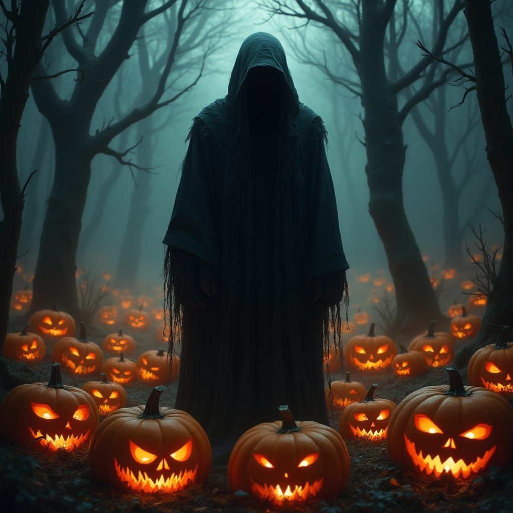 Grim Reaper in Beksiński-Giger-Gurney Inspired Halloween Sce...