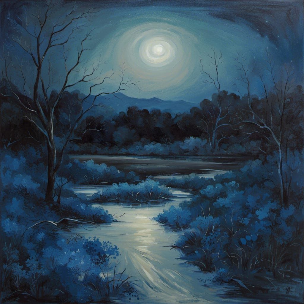 Night landscape in blues  by @Galina Bolshakova