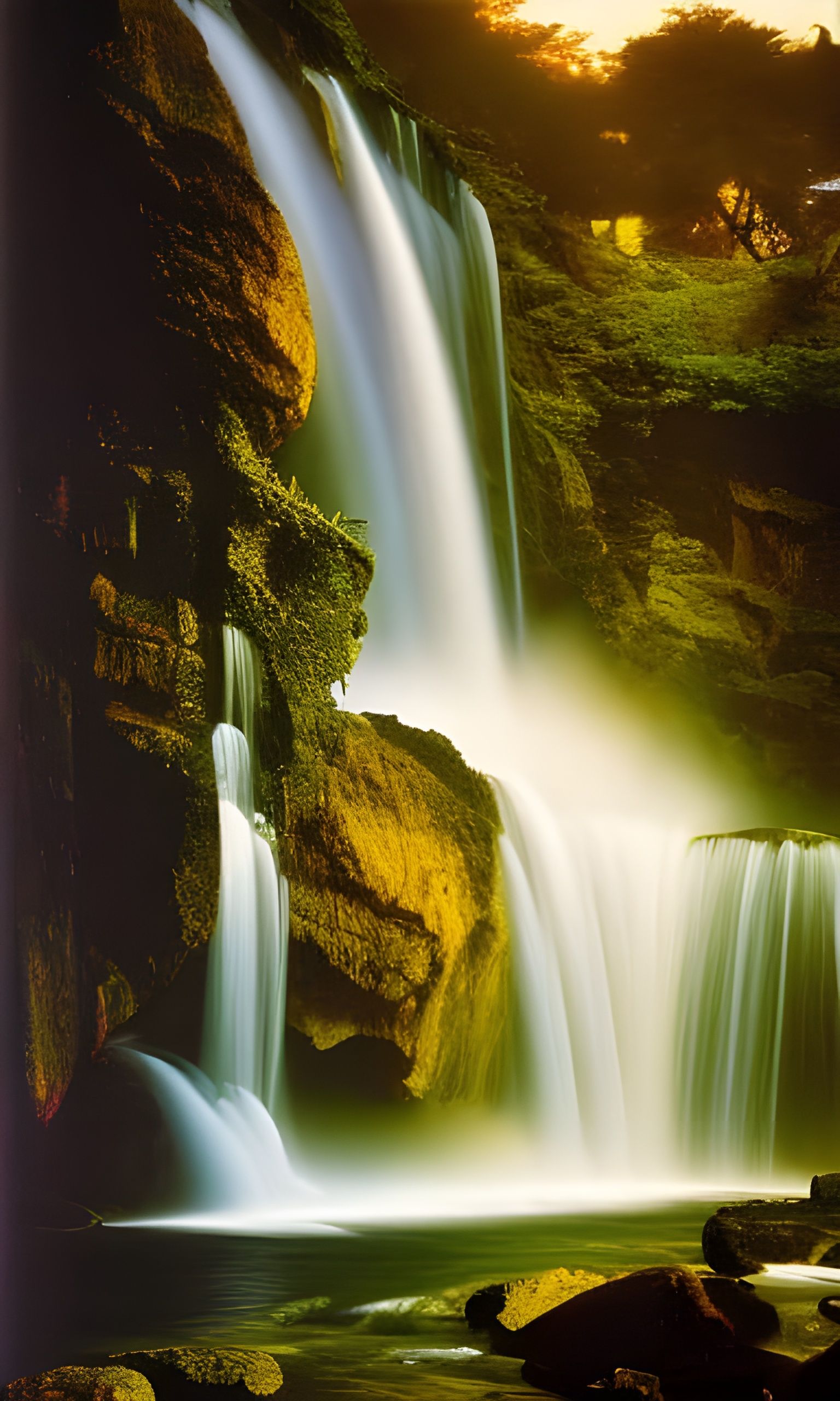 Fantastic Waterfalls from the Sky: Photorealistic 3D Shading