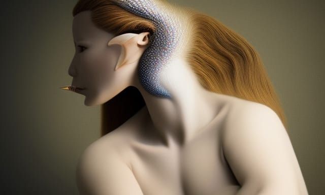 swallow-woman hybrid in Surreal Sun and Moon Star made entir...