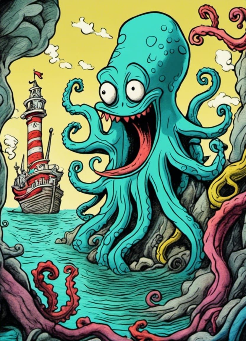 Beasts by Dr Seuss: The Kraken - AI Generated Artwork - NightCafe Creator