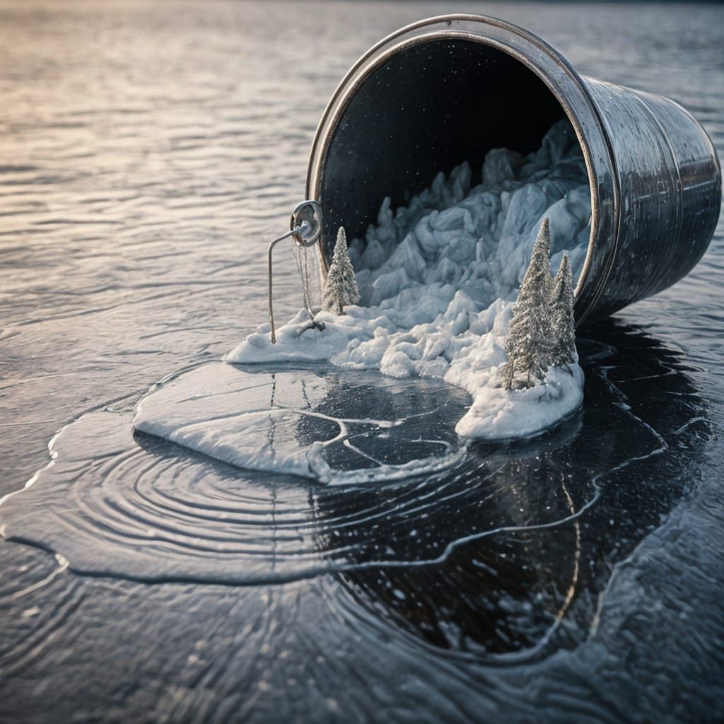 Winter scene in an ice bucket   by @ais
