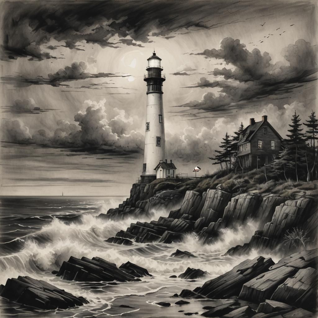 charcoal lighthouse