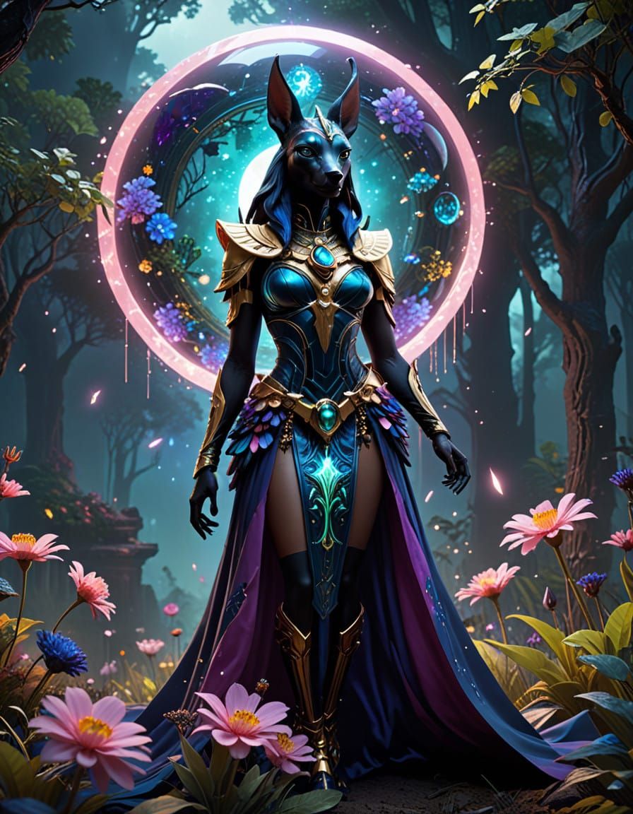 Ethereal Black Witch Goddess in Pastel Galaxy