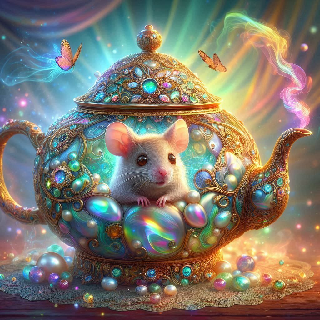 The cute mouse & abalone teapot