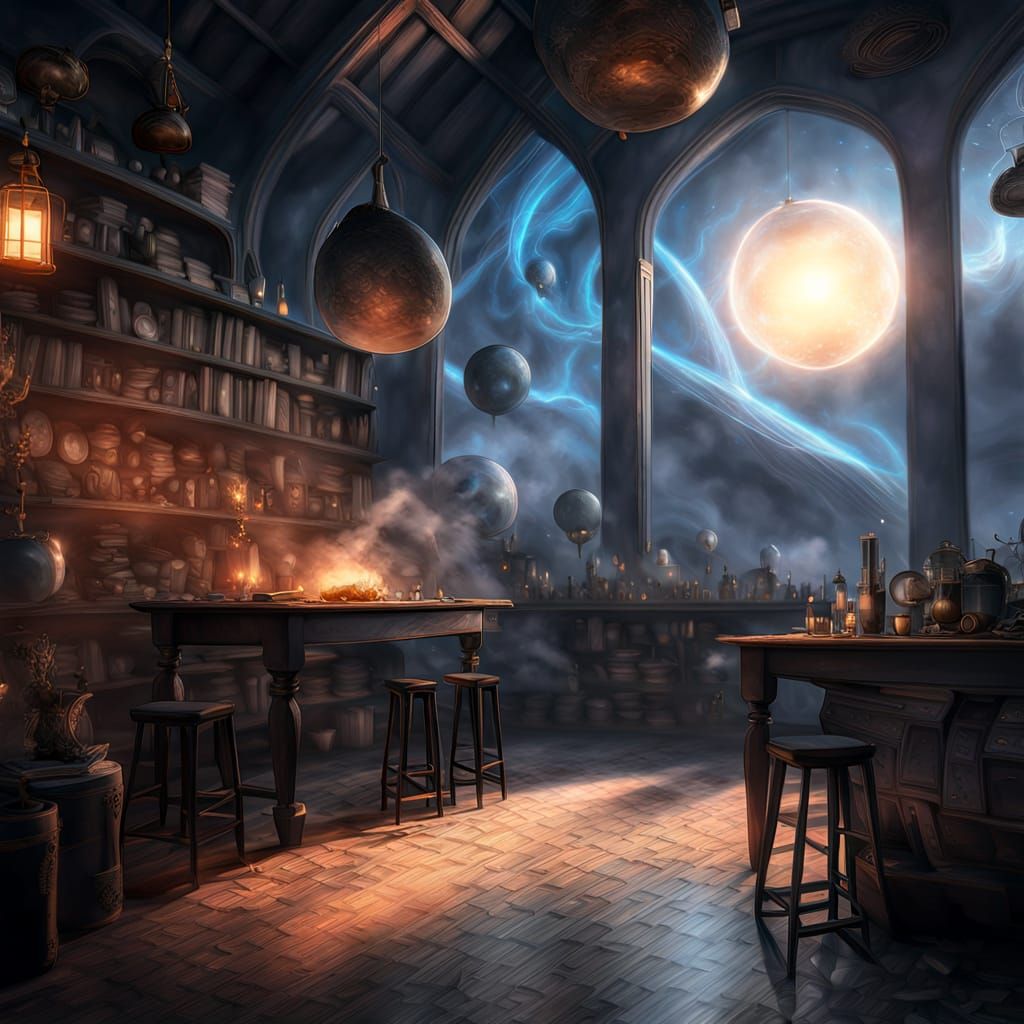 Wizards room's  in smoke alchemy, magic university background...  by @KrystofM75
