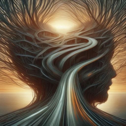 <lora:Roads-vSD-1-5:1.0> Roads leading into the mind, brain art of the roads going into the mind of a man, concept art inspired by Igor mors...