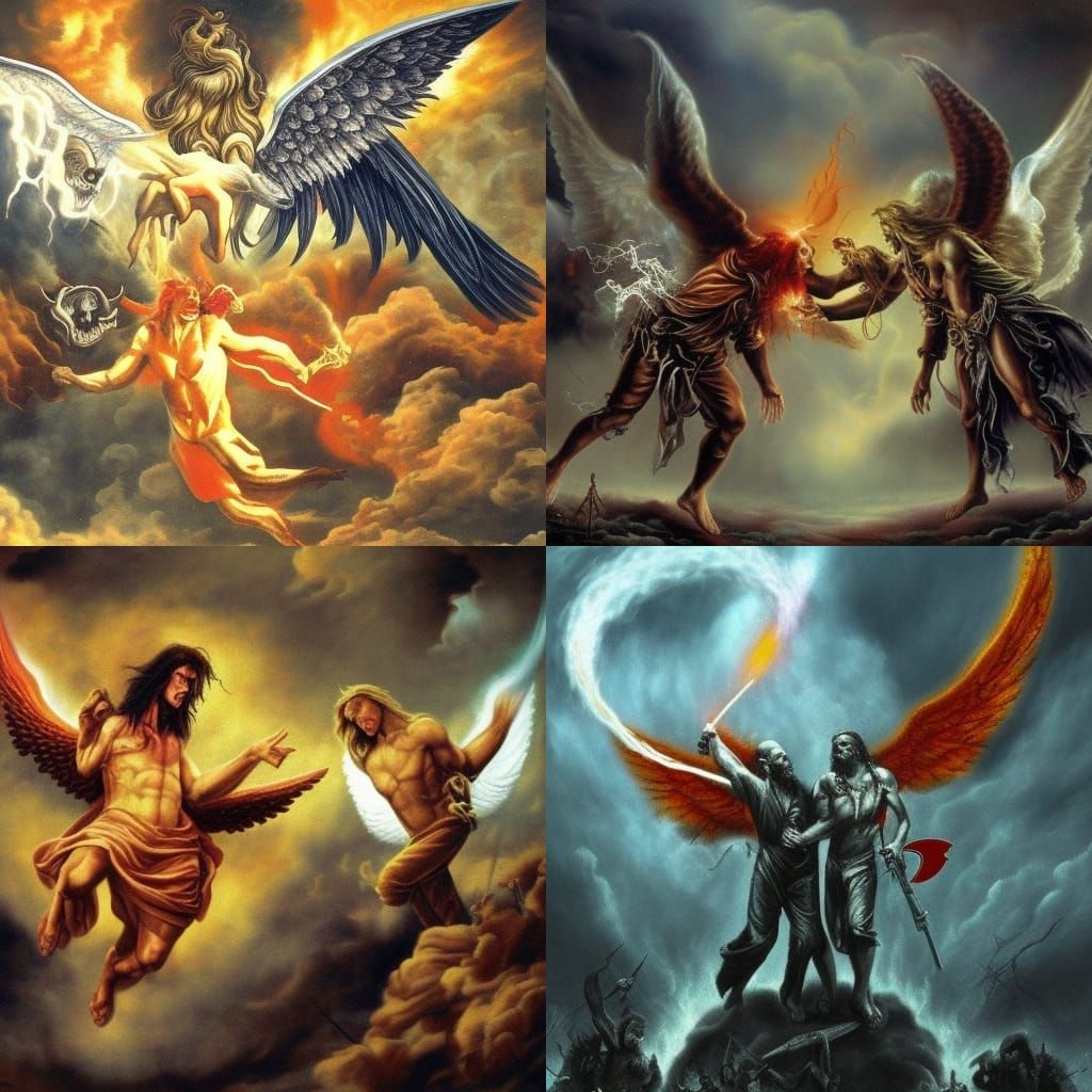 the apocaliptic fight among heaven and hell ,angels and demo...
