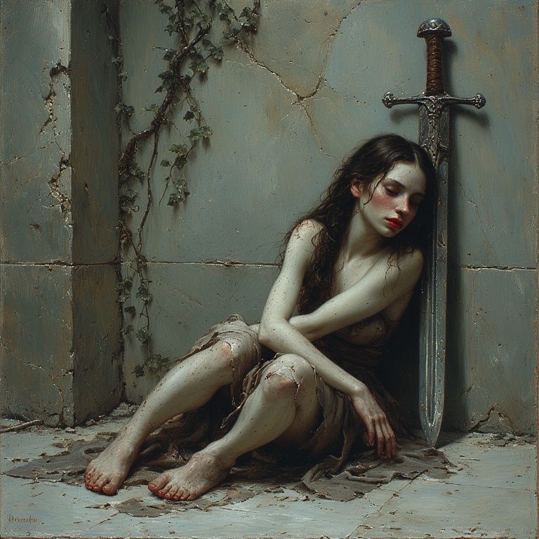 resting by her sword