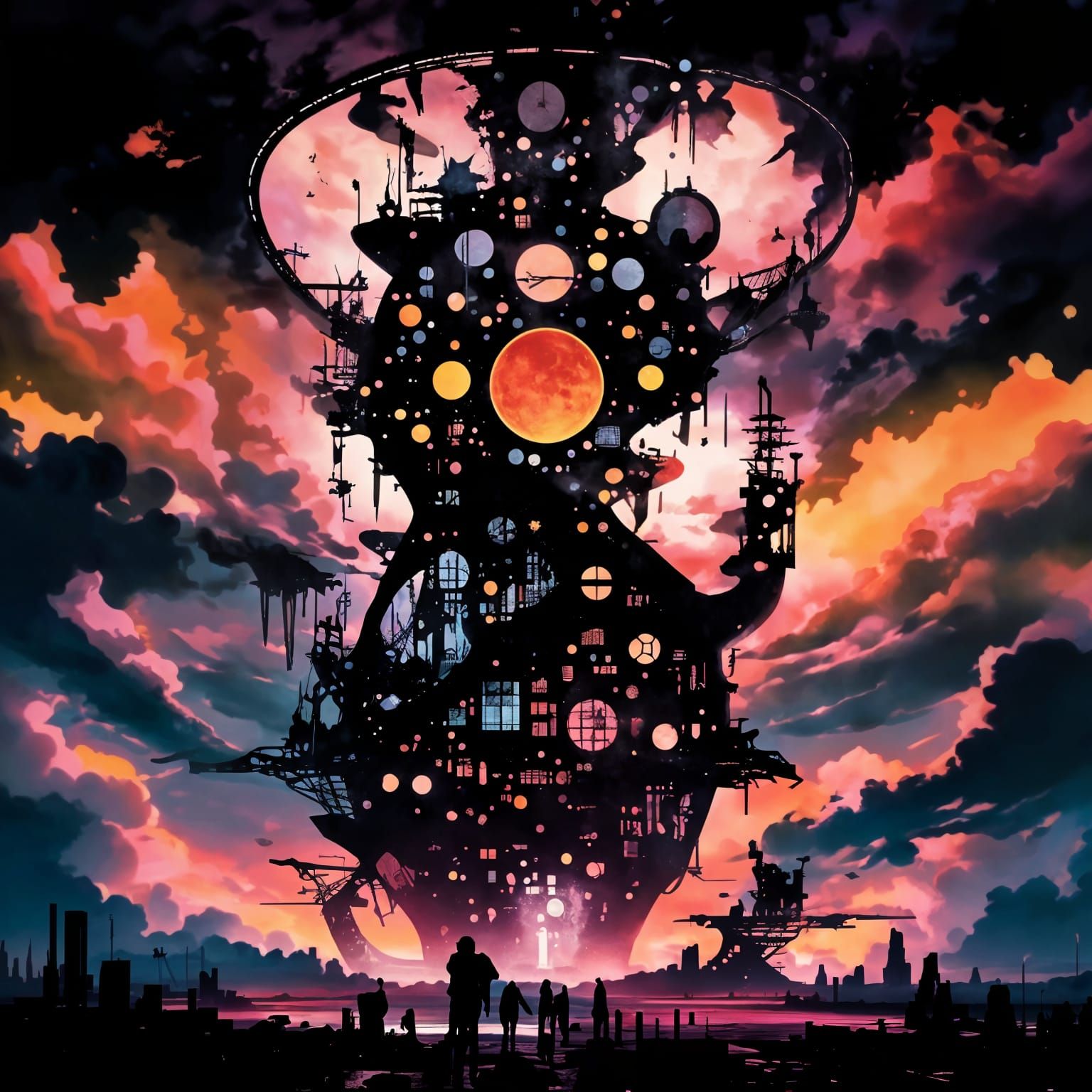 Maximalist Sci-Fi Citadel Illustration