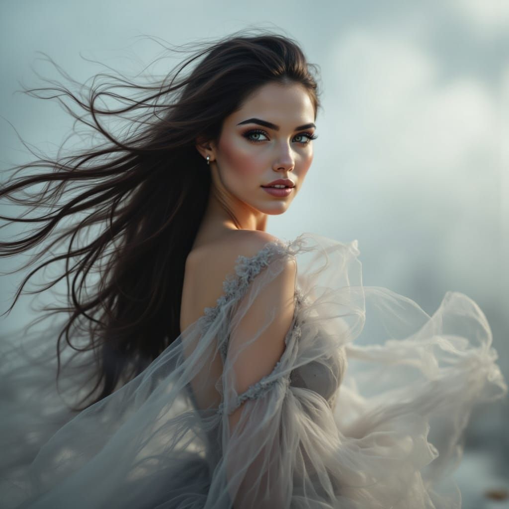 Young Liv Tyler in Fog, Photorealistic Cinematic Style