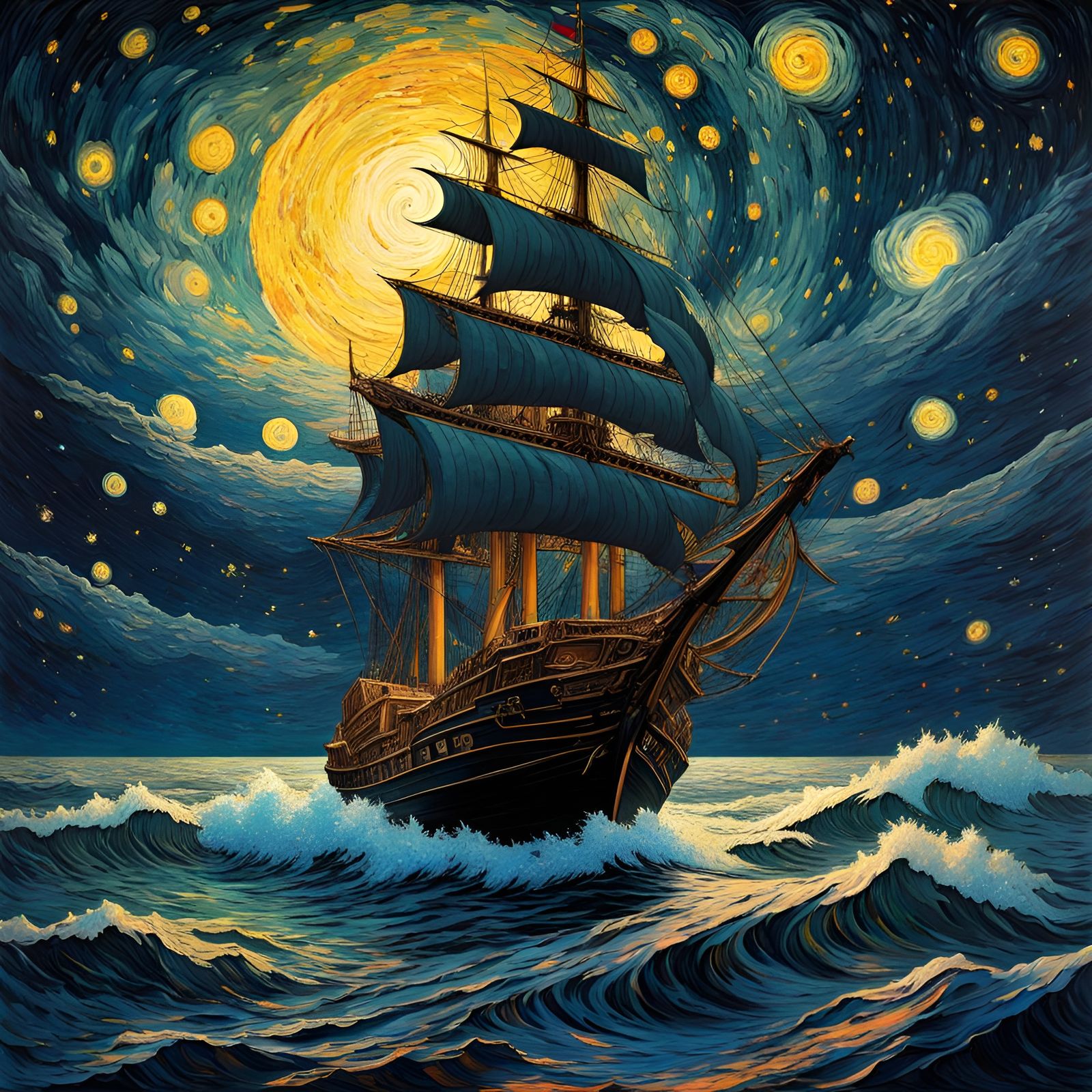 A Ship Sailing Through the Starry Night  by @Rosie