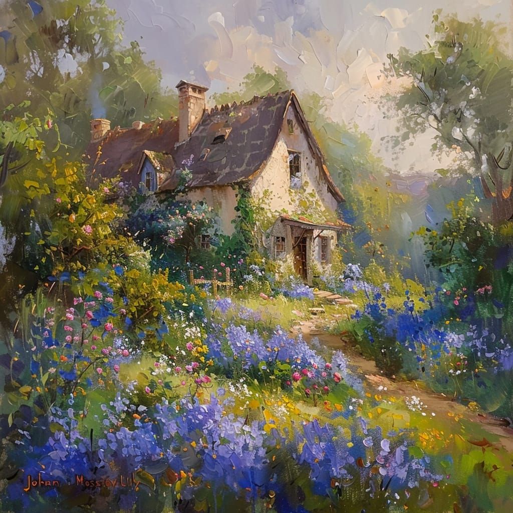 Cottage Surrounded by Gentian
