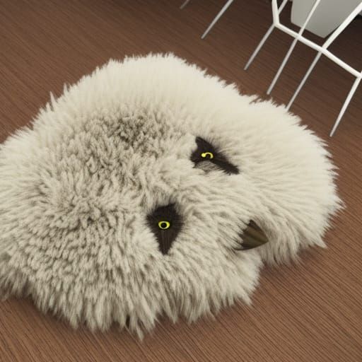 Old AI fail from my beginner times here, wanted an owl on a carpet, got an owl carpet instead   by @spacy