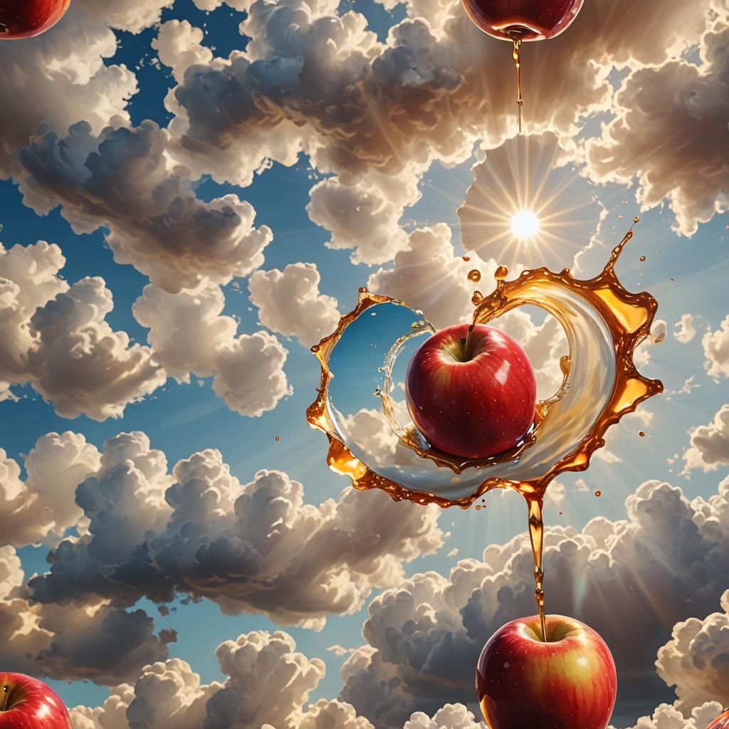 Vibrant Still Life: Apple with Honey, Oil Painting