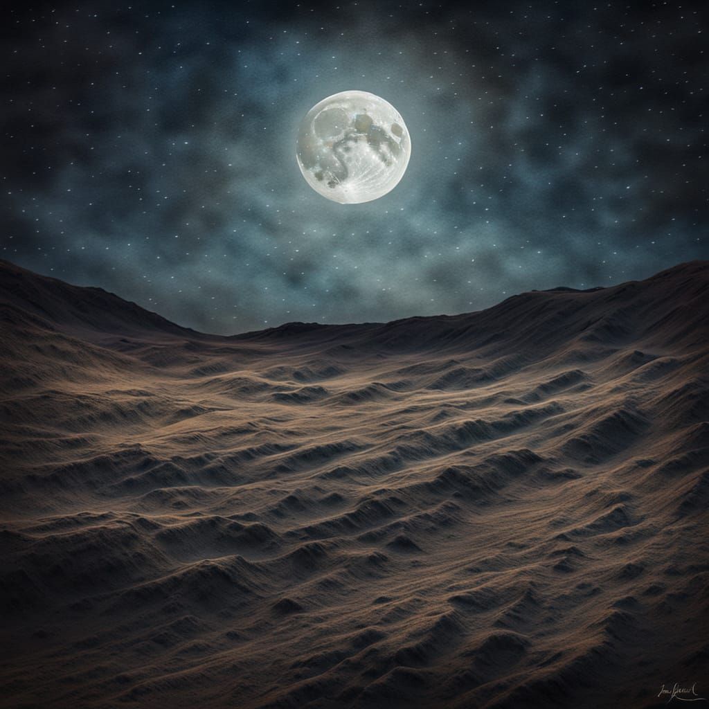 Textured Moonscape with Lyrical Abstraction and Impasto
