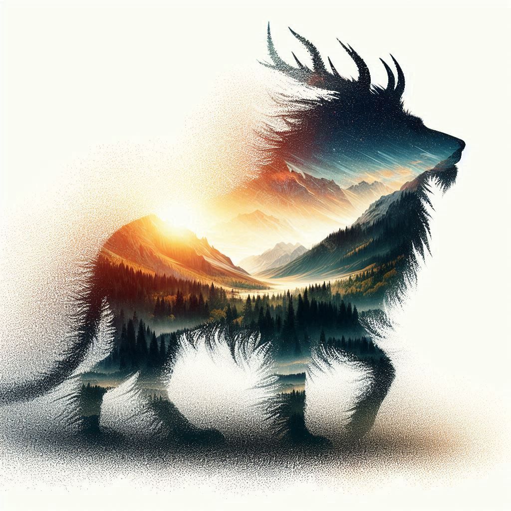 double exposure beautiful fantasy portrait landscape..