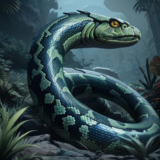 camo striped atlantean alien snake hybrid - AI Generated Artwork ...