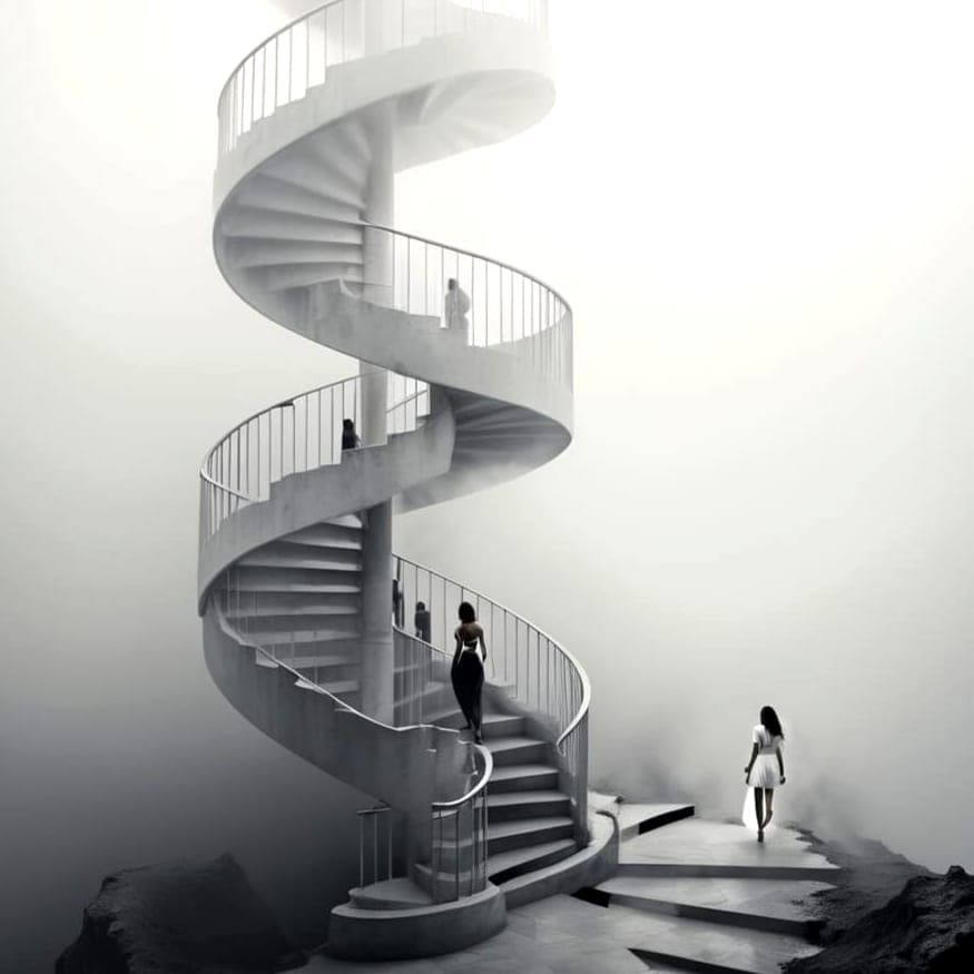 Ethereal Lady Ascends into Surreal Infinity