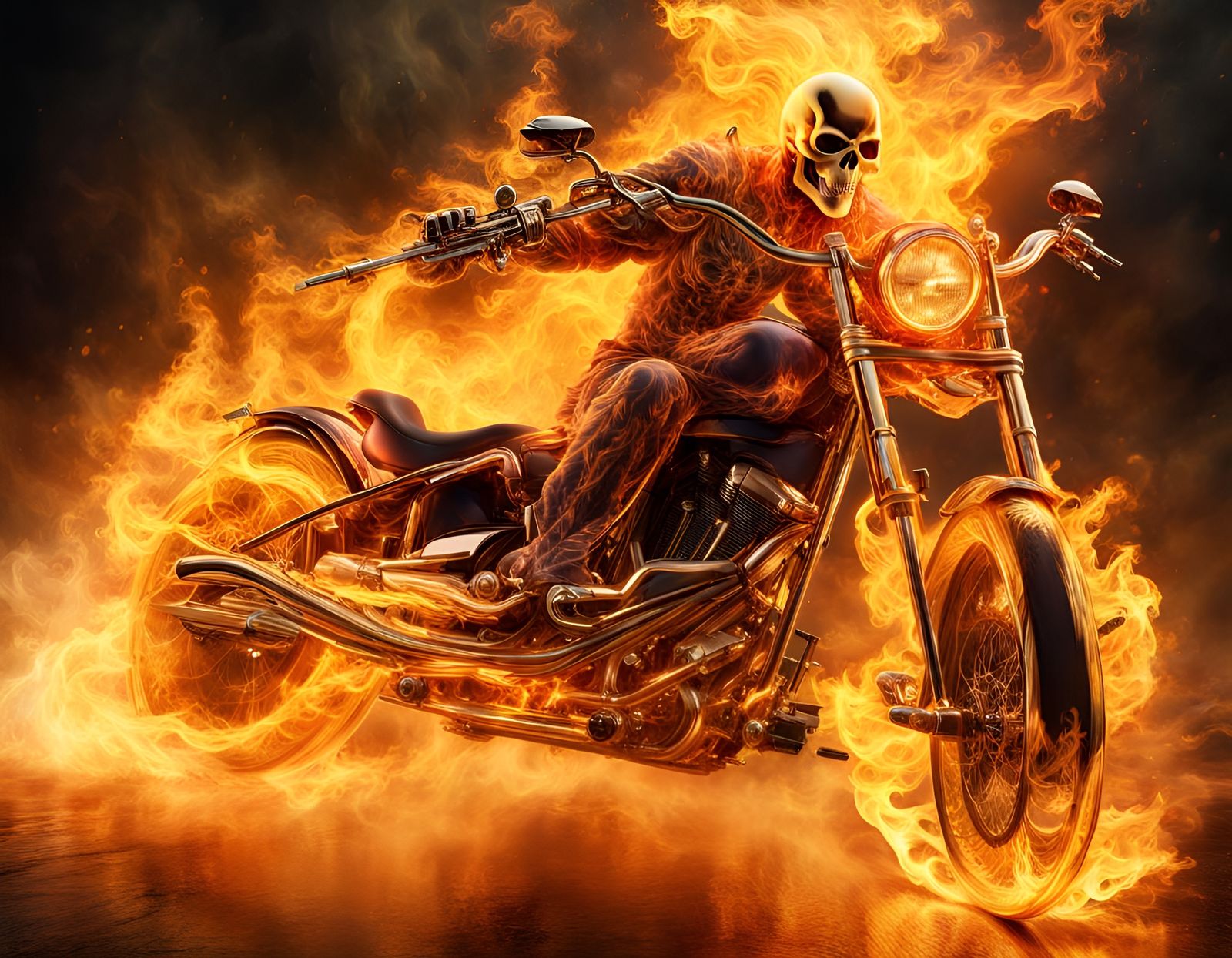 Flaming Chopper - AI Generated Artwork - NightCafe Creator