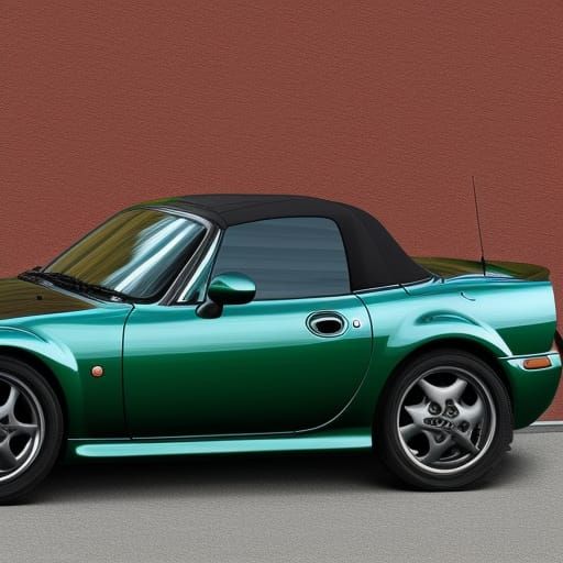2001 Mazda Miata, dark green,  hyperdetailed