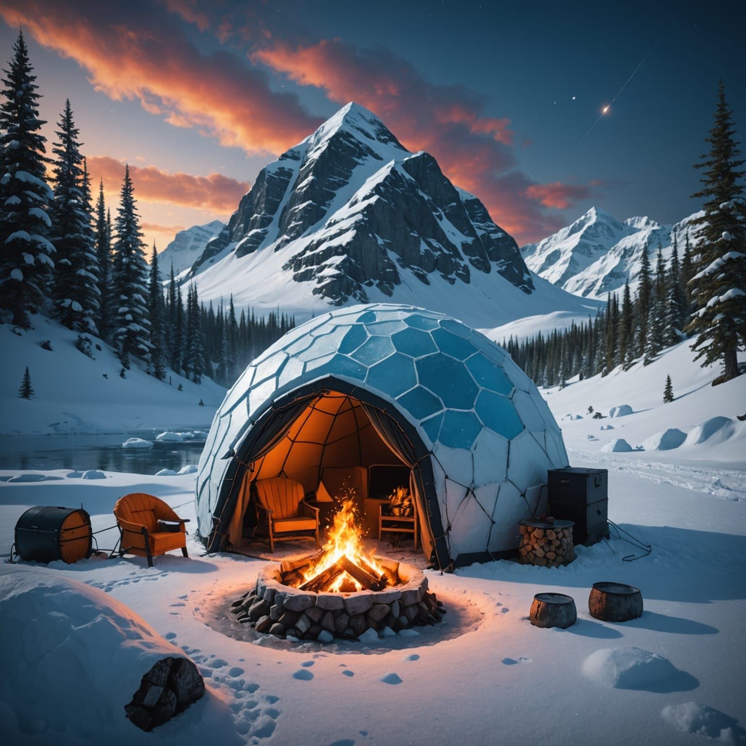Modern Igloo Winter Camping  by @undefined