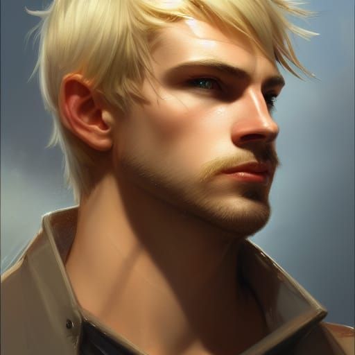 Fantasy Charming Male Blond Knight with light stubble