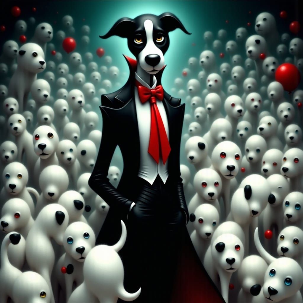 <lora:Black Theater:1.0>Cruella Deville 101 Dalmatiner 