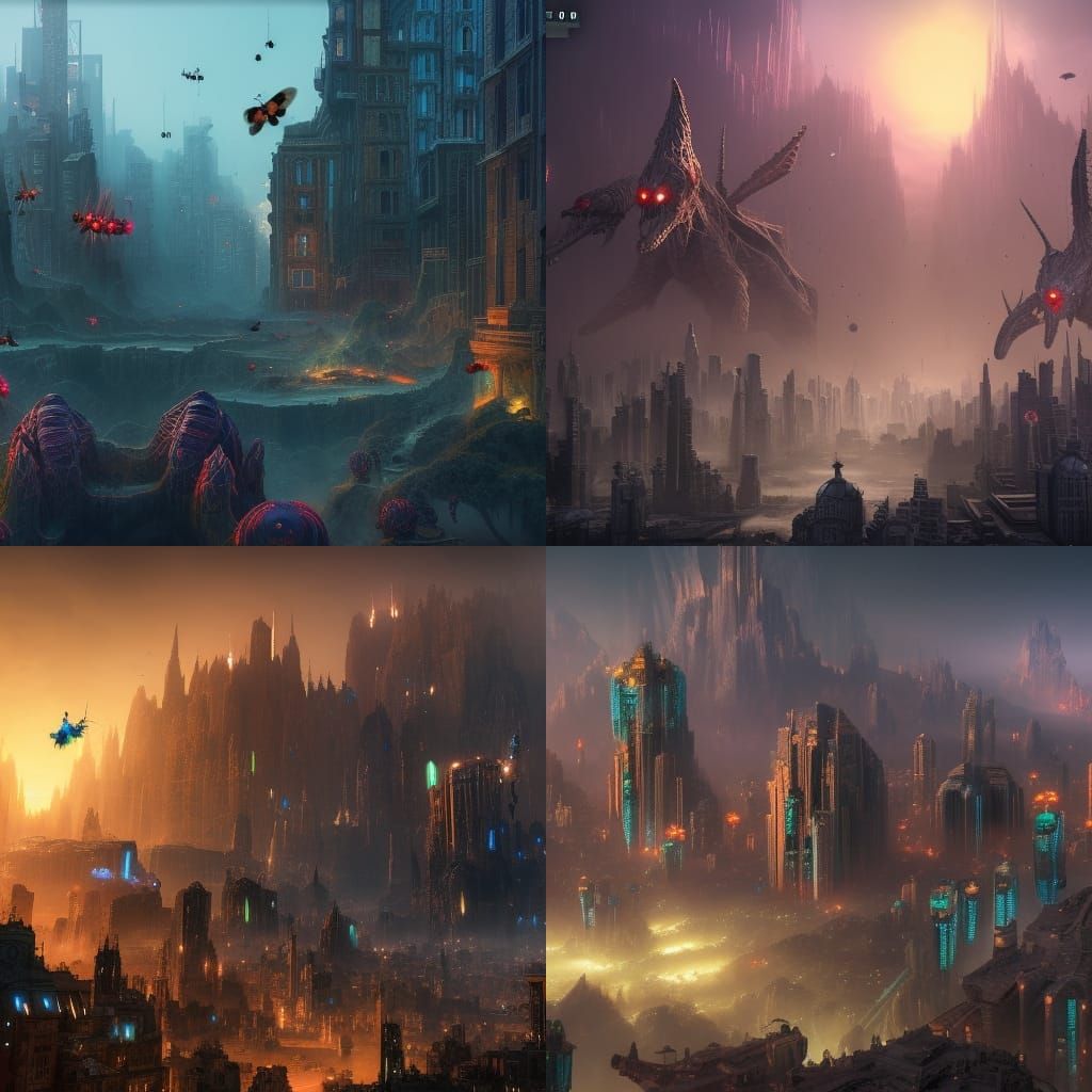 Humanoids Bugs Attacking a city