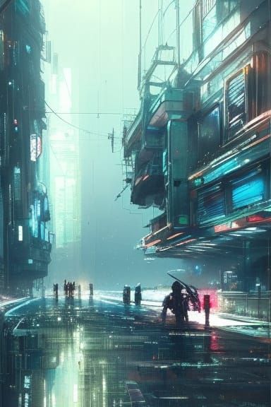 Dystopian cityscape (III) - AI Generated Artwork - NightCafe Creator