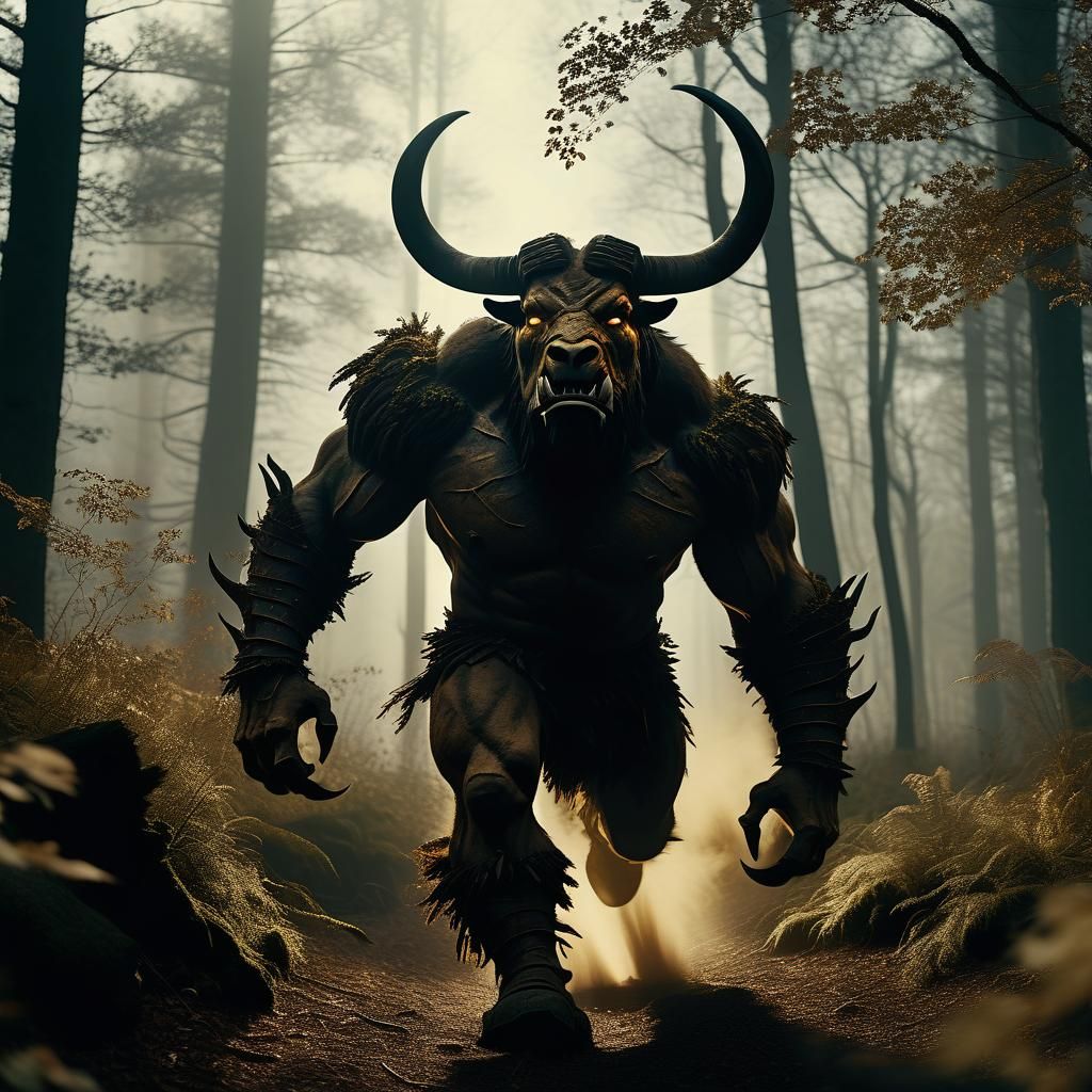 you realize a bit too late that a minotaur is rushing toward...