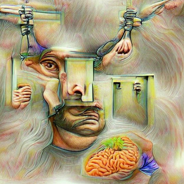 A man jailed inside his own mind - AI Generated Artwork - NightCafe Creator