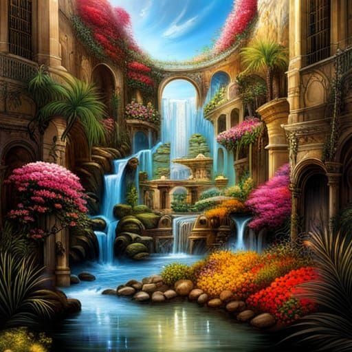 Hanging Gardens AI Generated Artwork NightCafe Creator