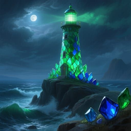 An emerald lighthouse