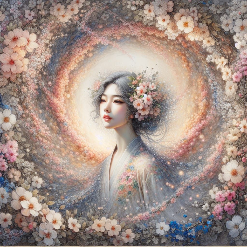 Blooming Revenant: A Watercolor Portrait