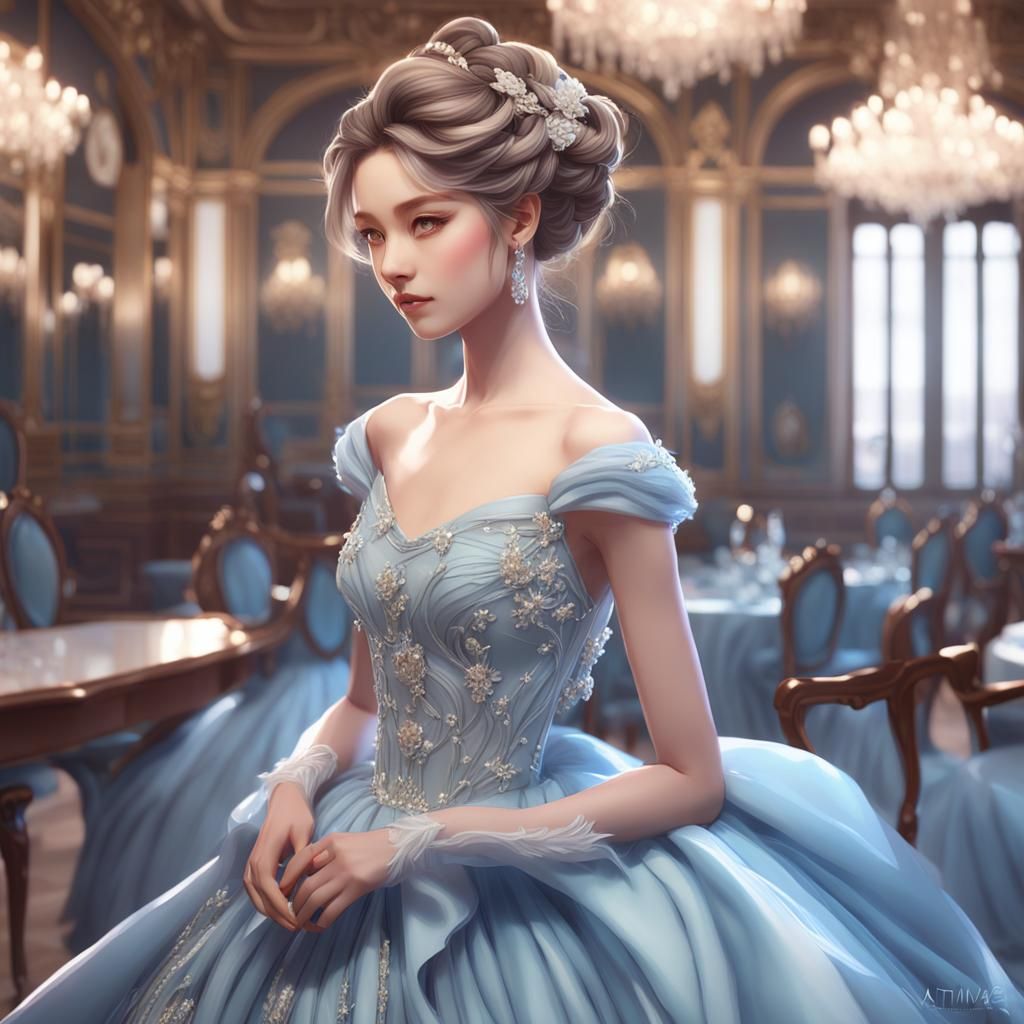  Woman wearing a Beautiful Flowing Ballgown   by @Kendelle Karner