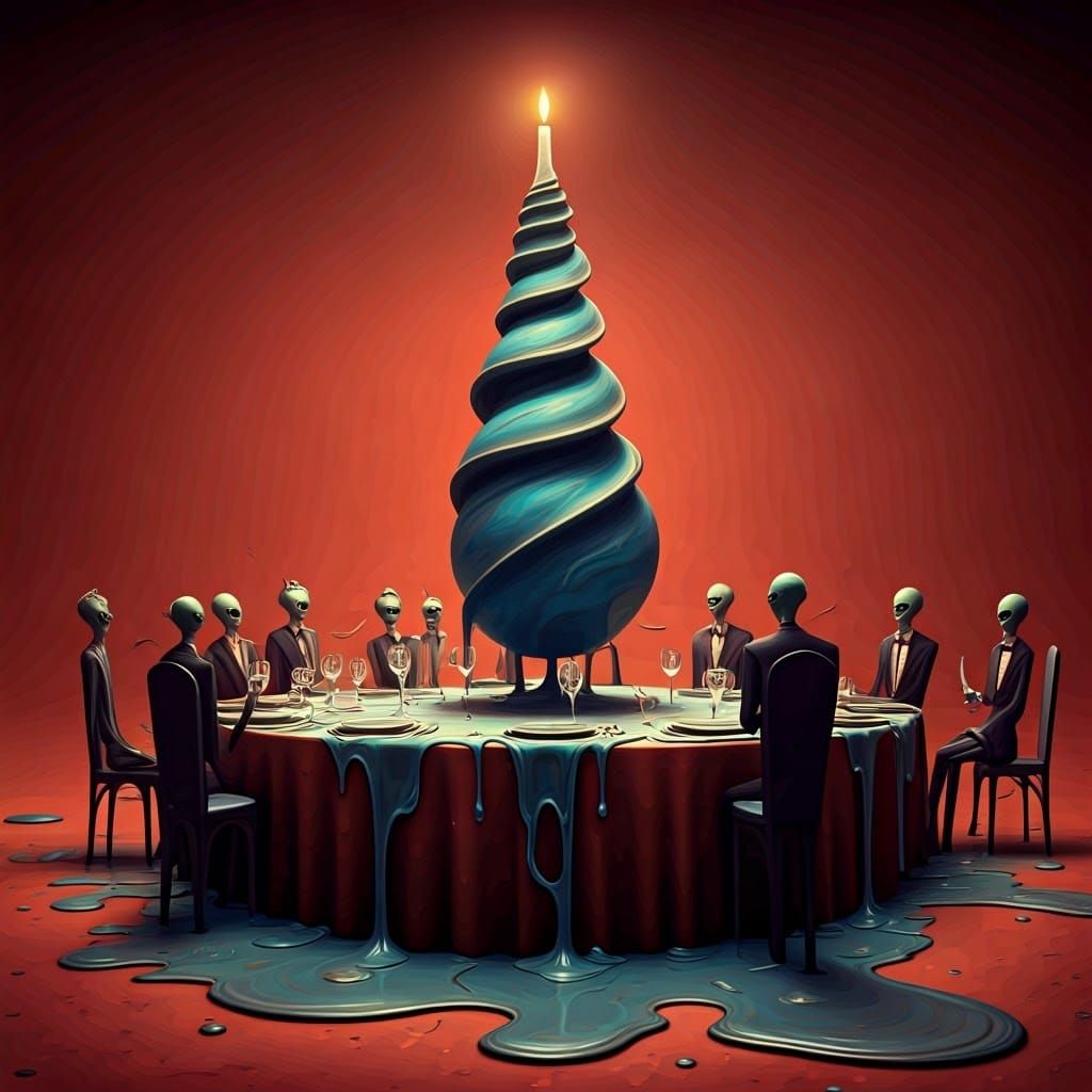 Whimsical Martian Birthday Celebration in Salvador Dali Styl...