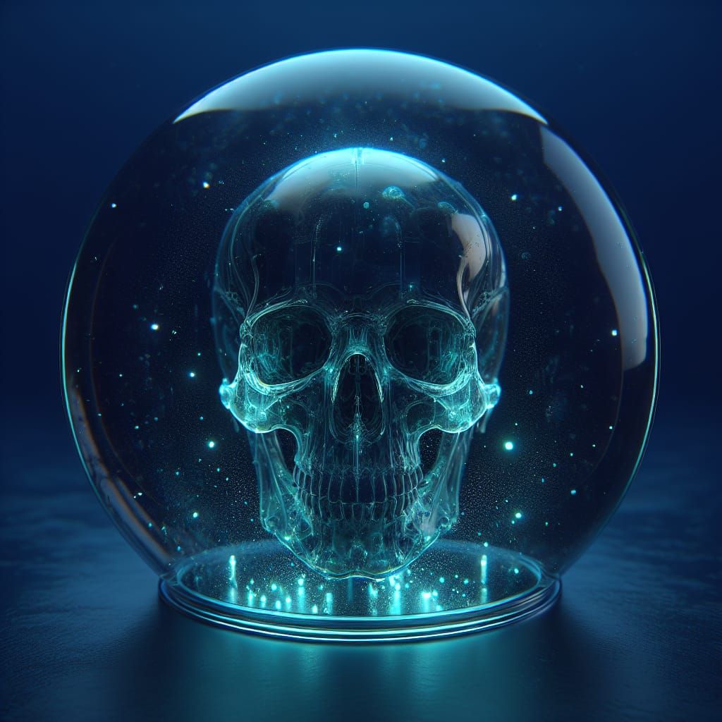 Glass Orb Containing A Bioluminescent Skull Ai Generated Artwork Nightcafe Creator