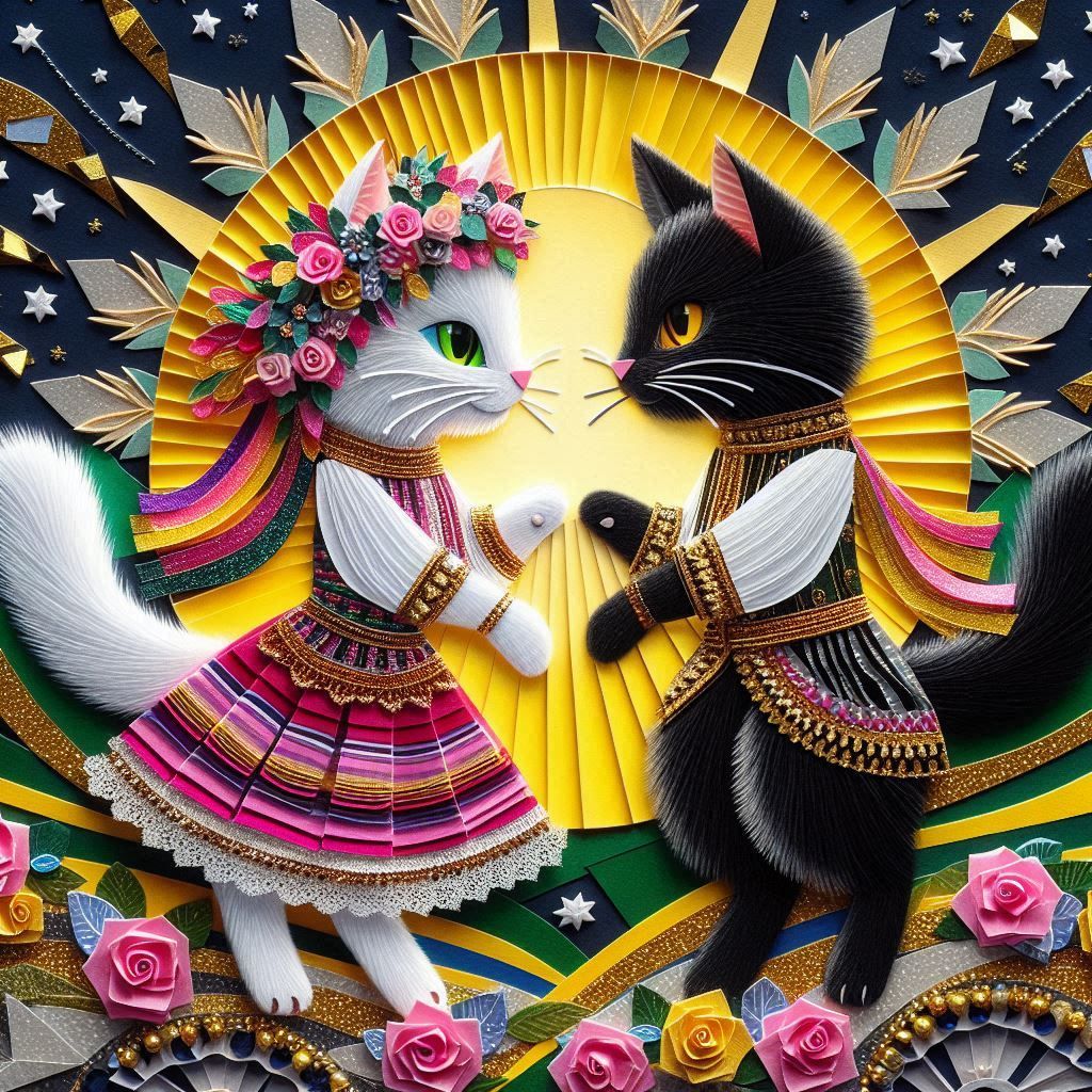 Happy couple of dancing cats 16