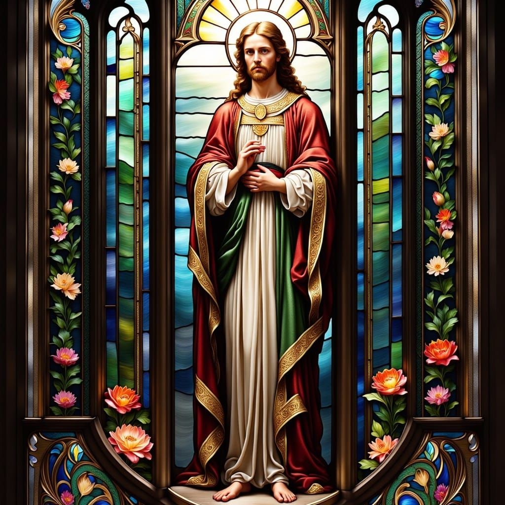 Stained Glass Window :: John the Baptist in Stained Glass  <lora:Stained Glass:1.3> 