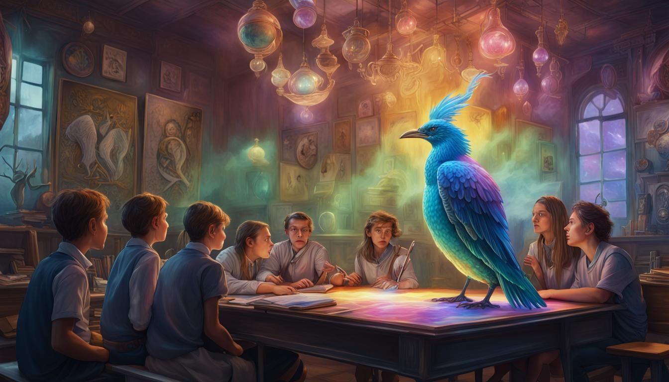 Students Examine An Edenite Bird In Their Mythical Creatures Class  by @Doctor Mortose