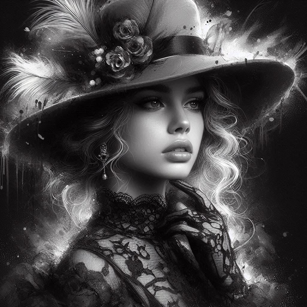 Portrait b+w of a beautiful woman