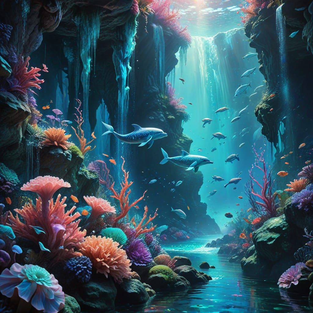 Surreal Underwater Scene in Whimsical Fantasy Style