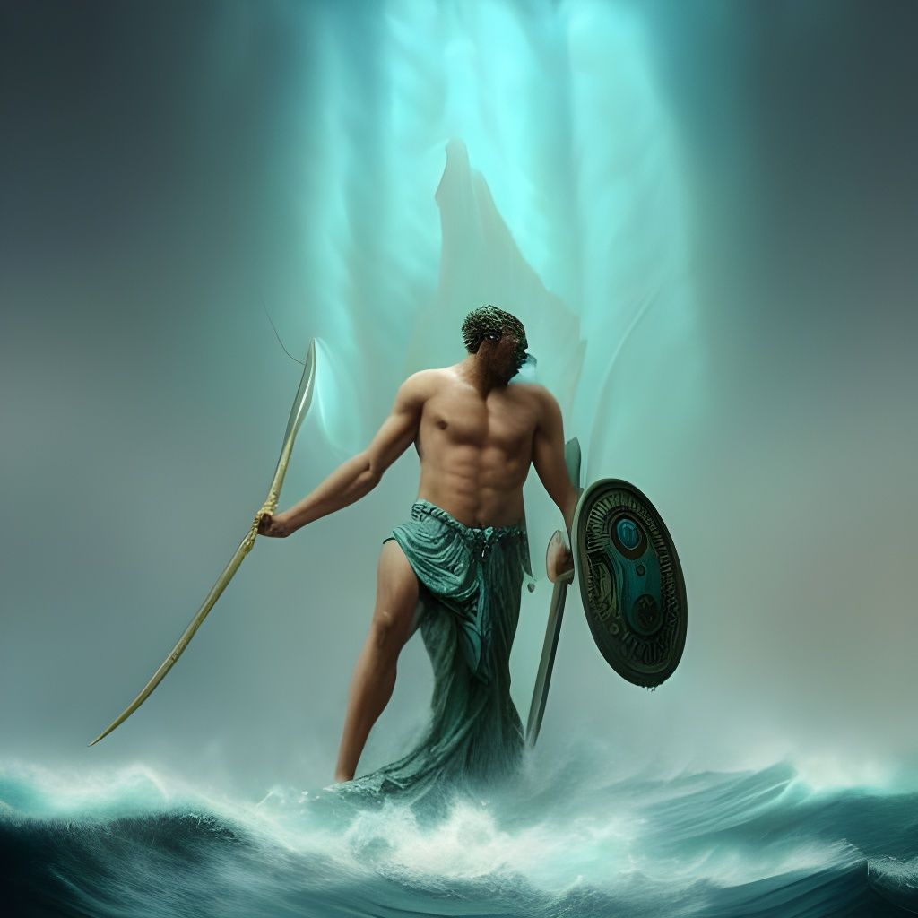 Young Poseidon prepares for battle AI Generated Artwork NightCafe