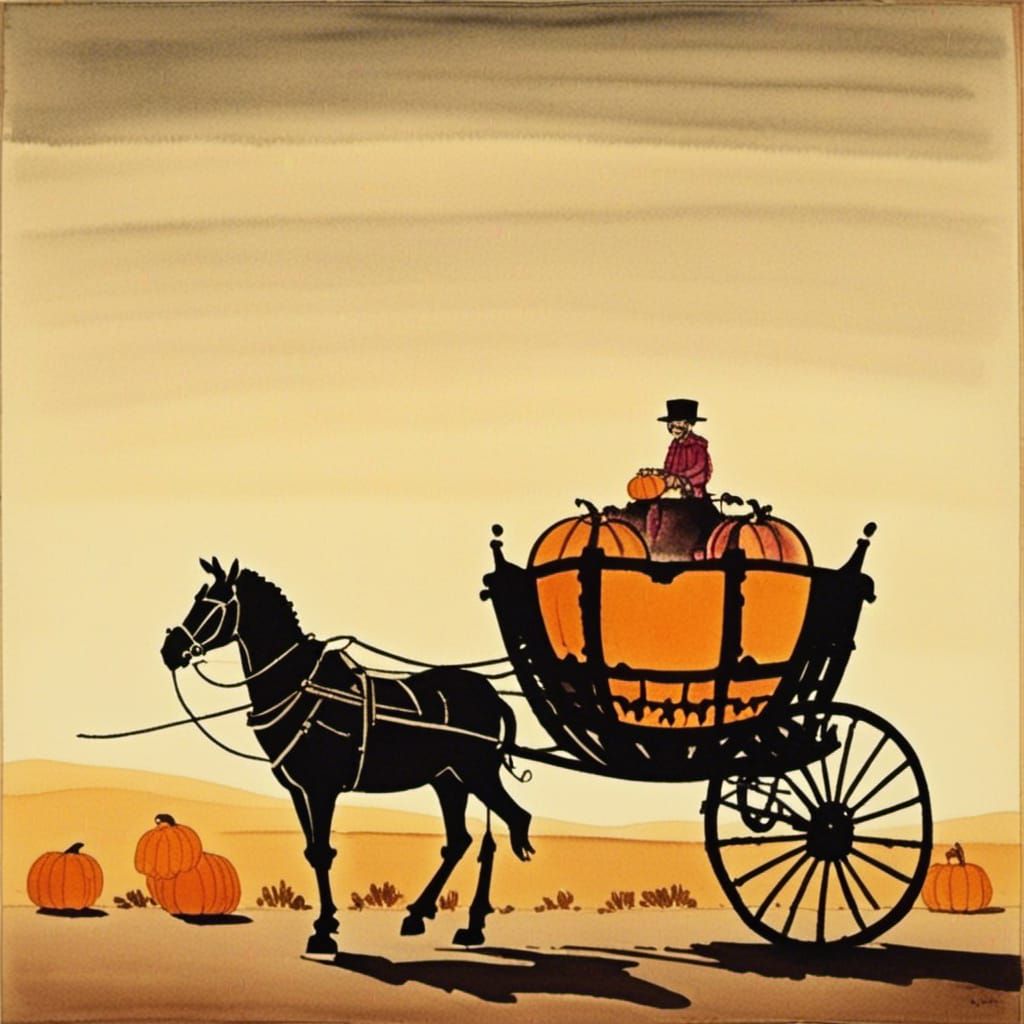 <lora:Rainbow Watercolour:1.0> Pumpkin carriage 