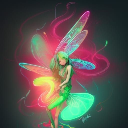 Neon fairy - AI Generated Artwork - NightCafe Creator