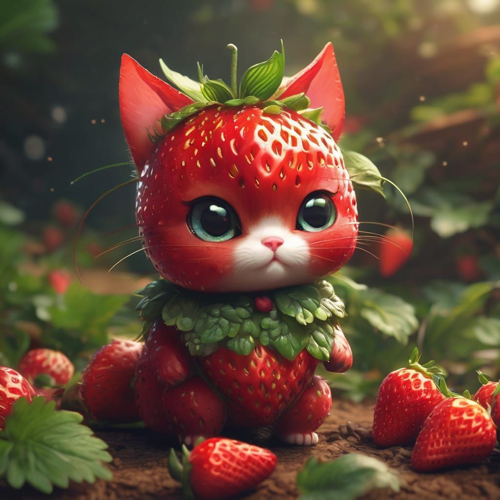 Strawberry Kitty II  by @Kiki