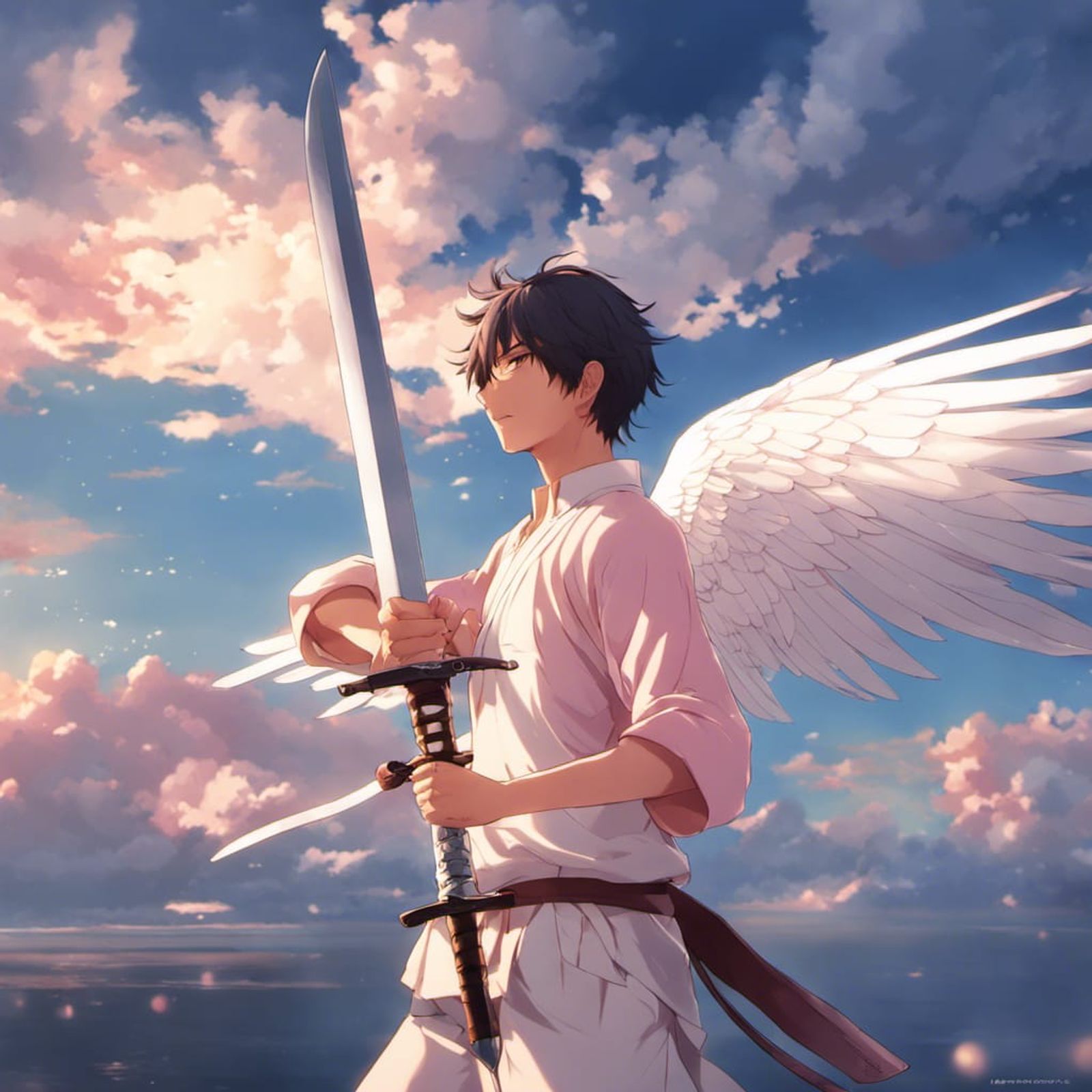 anime angel boy with sword