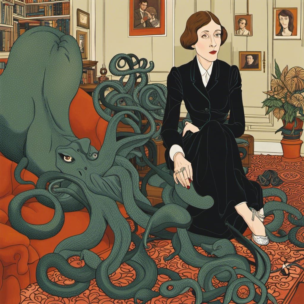 "Virginia Woolf and an octopuss", by Modigliani, Elliott Erw...