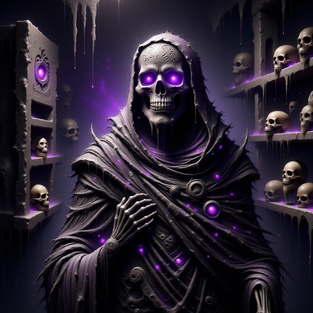 <lora:All About The Drip:1.0> An incredibly detailed full body illustration of a living skeleton. The figure's anatomy is adorned with intri...